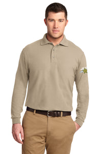 Men's Port Authority Silk Touch Performance Long Sleeve Polo - Stone