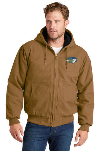 Men's CornerStone Washed Duck Cloth Insulated Hooded Work Jacket