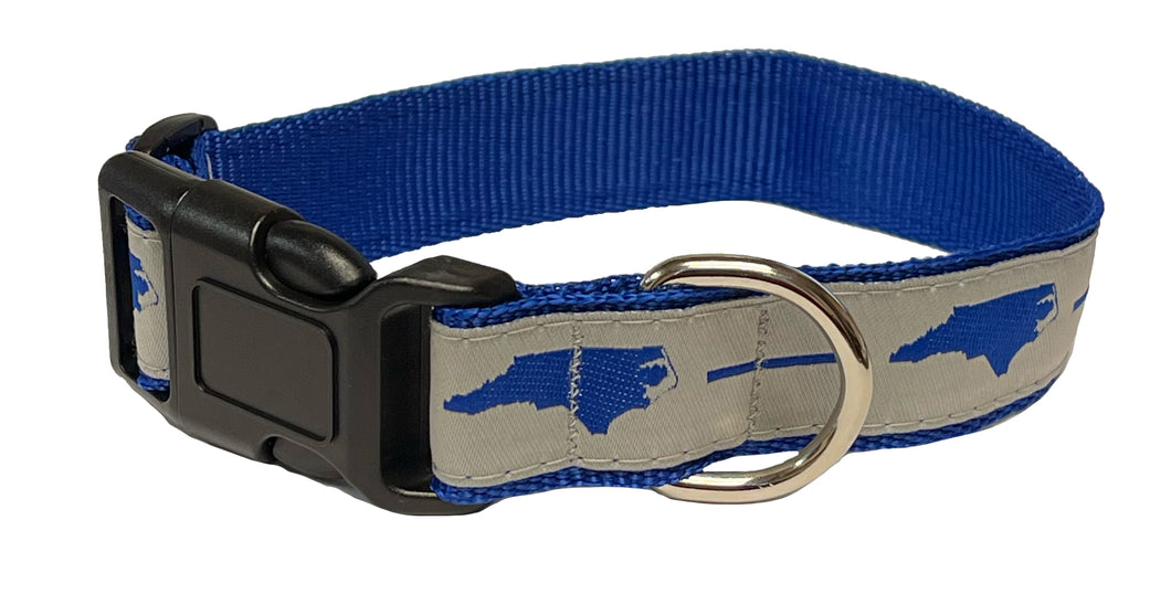 Dog Collar - Royal Blue and Grey